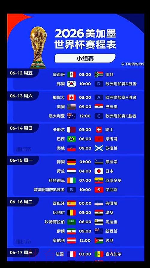 2026美加墨世界杯比赛时间怎么查